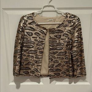 Neiman Marcus Gold Sequin Animal Print Blazer